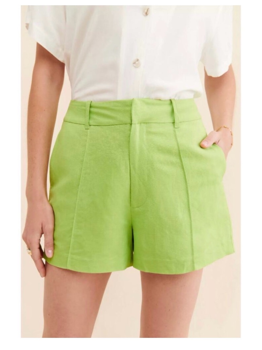 Astr Lime High-Waist Tailored Shorts